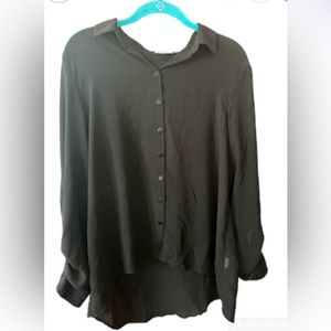 Cotton On Long Sleeve Sheer‎ Button Up Blouse Black Size L